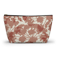 Floral Plaid Accessory Pouch w T-bottom in Red